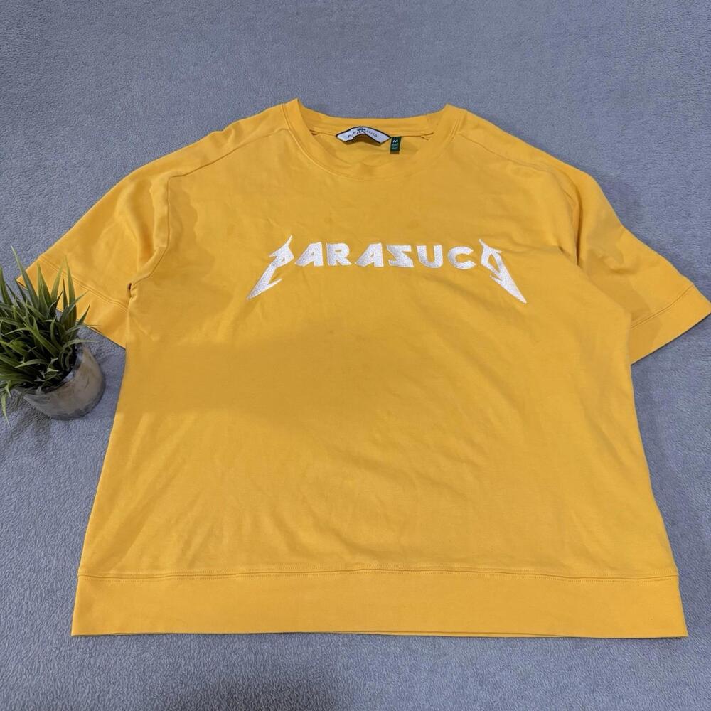 Parasuco Graphic Logo T-Shirt Yellow Short Sleeve Cotton Men’s Medium